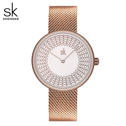 Shengke Gold Watch Women Watches Ladies Creative Steel Women&#39;s Meshband Watches Female Clock Relogio Feminino Montre Femme