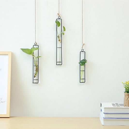 Flower Hanging Bottle Home Decoration Glass and Wood Vase Planter Terrarium Table Desktop Hydroponic Vase Transparent Test Tube