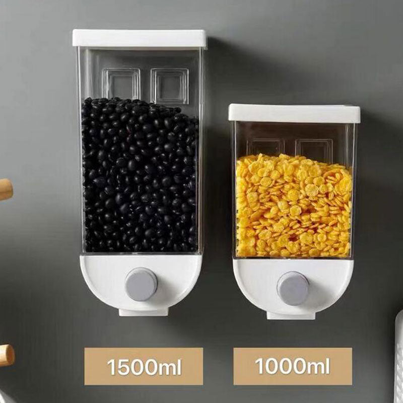 Wall Mounted Press Cereals Dispenser Grain Storage Box Dry Food Container Organizer Kitchen Accessories Tools 1000/1500ml
