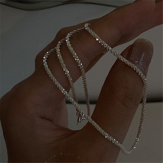 2022 Trend Sparkling Silver Color Choker Necklace for Women Elegant Clavicle Chain Necklace Party Wedding Collar Jewelry Gifts