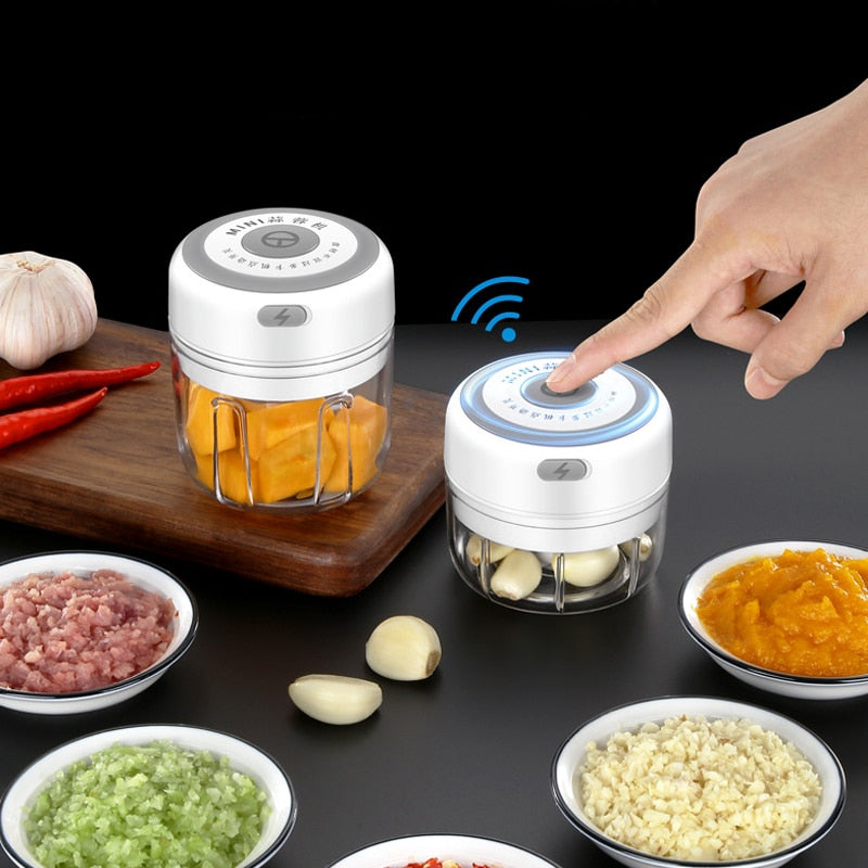 Electric Cordless Garlic Mincer Masher Mini Food Processors Onions Chopper With USB Charging Kitchen Gadgets