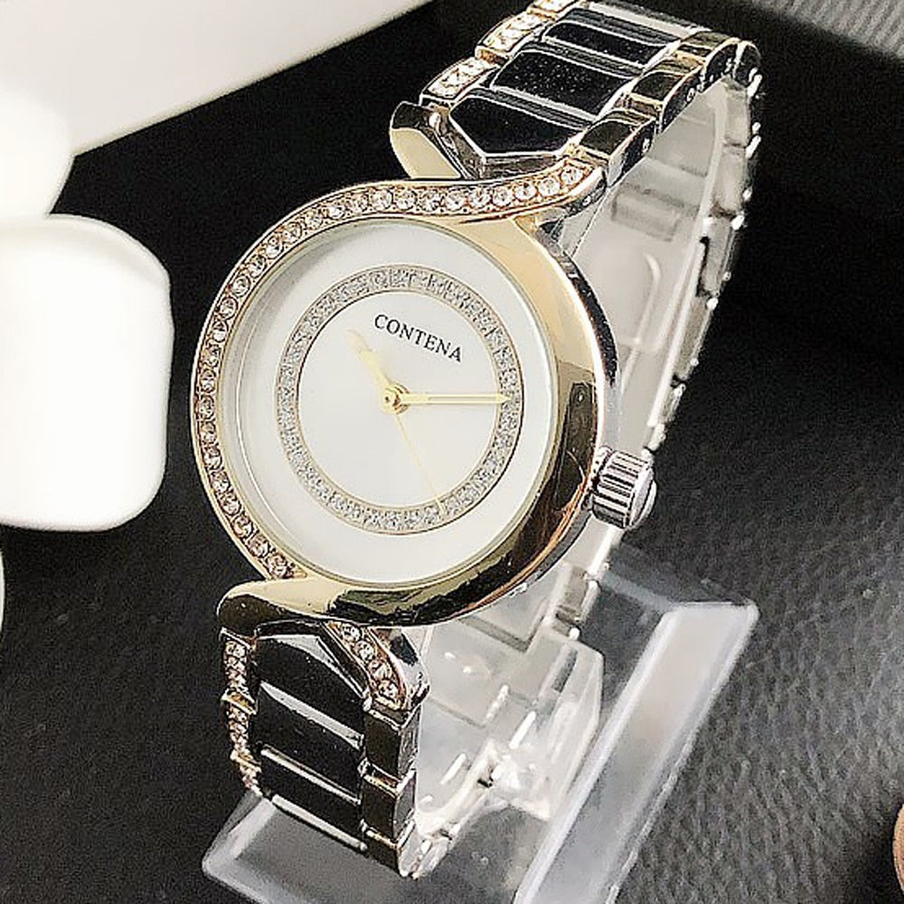 2021 Ladies Wrist Watches New Fashion Dress Watch Women Crystal Diamond Watches Stainless Steel Silver Clock Women Montre Femme