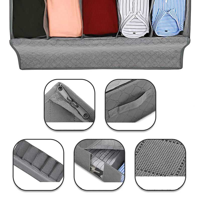 NonWoven Under Bed Storage Bag Quilt Blanket Clothes Storage Bin Box Divider Folding Closet Organizer Clothing Container Large