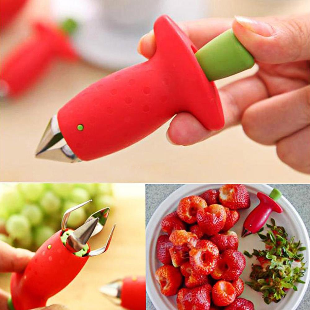 2pcs/set kitchen Fruit gadget strawberry slicer strawberry corer strawberry stem remover Fruit Cutter Slice Kitchen Tools