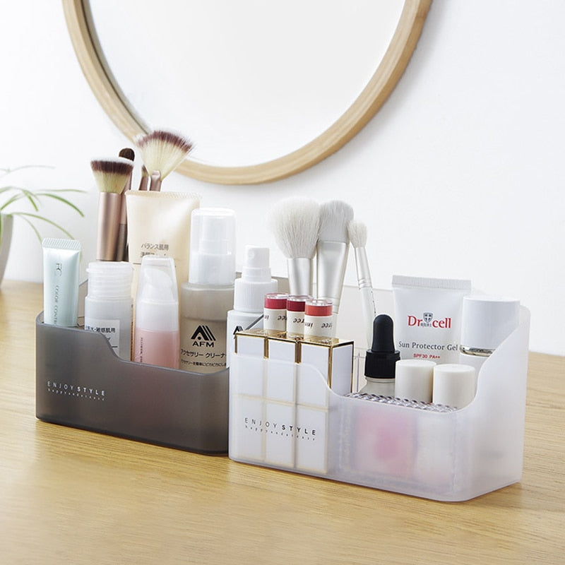 Plastic Makeup Organizer Bathroom Storage Box Cosmetic Organiser Office Desktop Make Up Jewelry Storage Box Sundries Container
