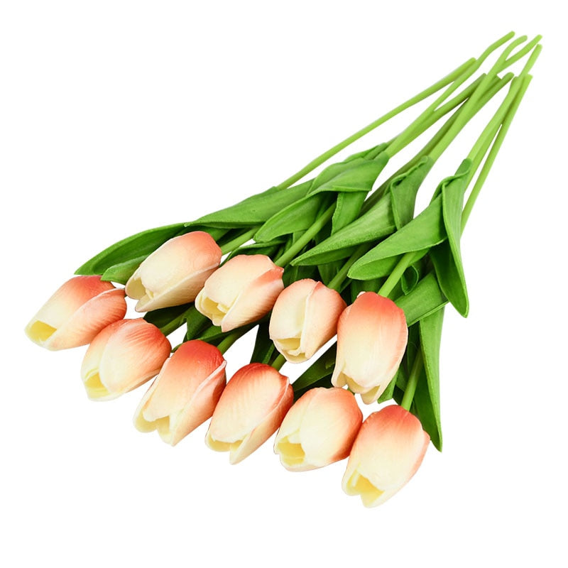 10PCS Tulip Artificial Flower Real Touch Artificial Bouquet Fake Flower for Wedding Decoration Flowers Home Garden Decor