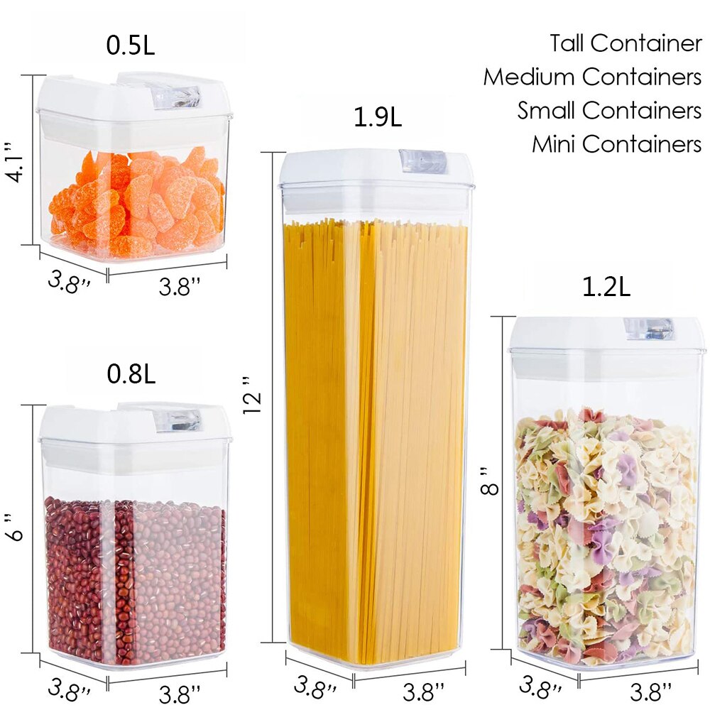 7Pcs Airtight Refrigerator Food Container Storage box Kitchen Jar with Lids  Plastic Transparent Cans Multigrain Bulk Containers