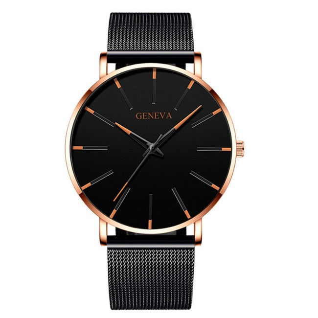 Exquisite Watches 2022 Male Elegant Ultra Thin Stainless Steel Business Quartz New Wristwatch Fashion Black Casual Watch For Men