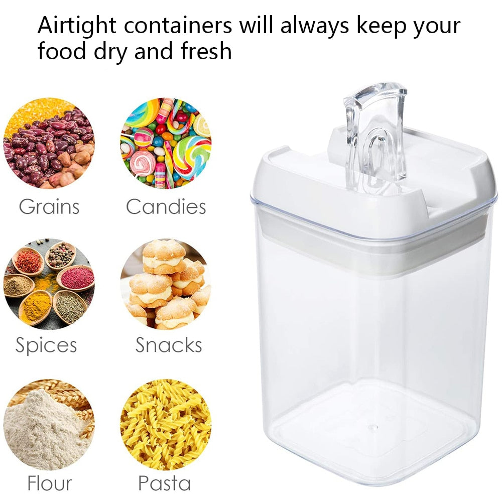 7Pcs Airtight Refrigerator Food Container Storage box Kitchen Jar with Lids  Plastic Transparent Cans Multigrain Bulk Containers