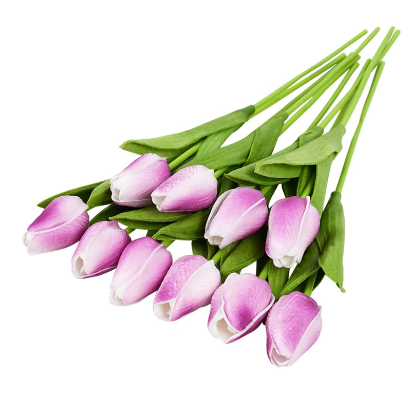 10PCS Tulip Artificial Flower Real Touch Artificial Bouquet Fake Flower for Wedding Decoration Flowers Home Garden Decor