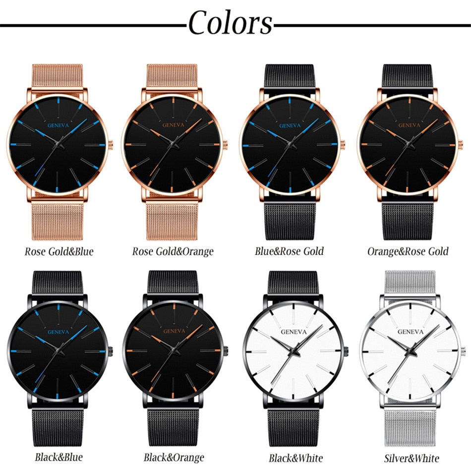 Exquisite Watches 2022 Male Elegant Ultra Thin Stainless Steel Business Quartz New Wristwatch Fashion Black Casual Watch For Men