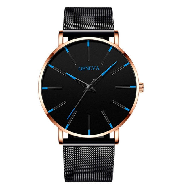 Exquisite Watches 2022 Male Elegant Ultra Thin Stainless Steel Business Quartz New Wristwatch Fashion Black Casual Watch For Men