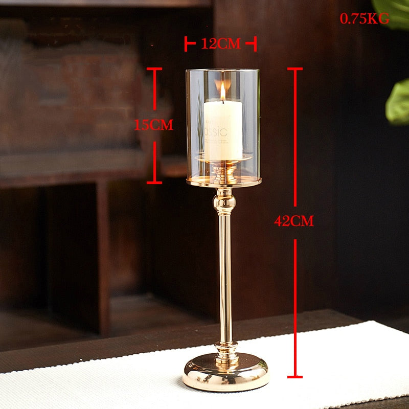 Nodic Home Decor Candle Holders Glass Metal Candlesticks Wedding Decoration Salon Candles Container Modern Home Decoration
