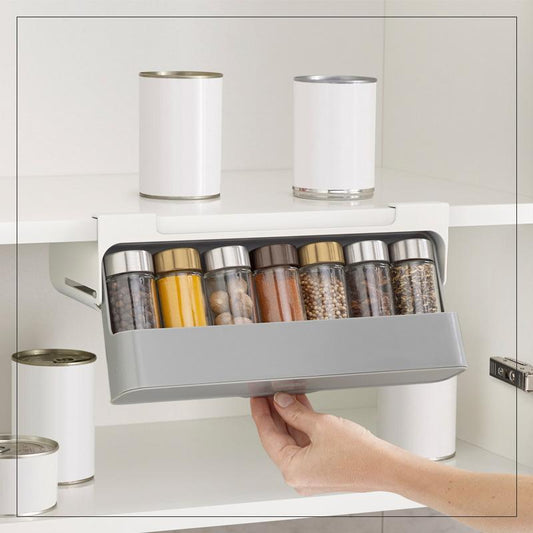 Home Wall Mounted Kitchen Cabinet Storage Racks Spices Organizer Hidden Storag Rack Rotating Shelf Spice Jar Drawer Organization