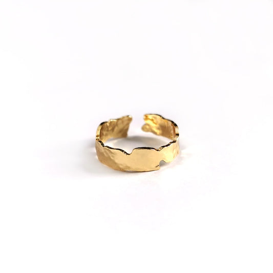 Peri'sBox Gold Color Wide Thin Irregular Rings Foil Shiny Geometric Rings for Women Minimalist Textured Ring 2020 New Jewelry