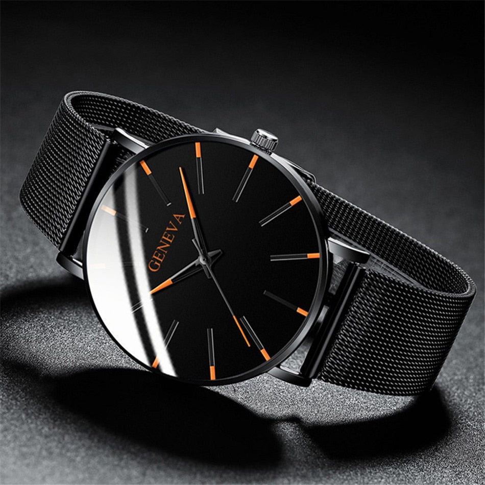 Exquisite Watches 2022 Male Elegant Ultra Thin Stainless Steel Business Quartz New Wristwatch Fashion Black Casual Watch For Men