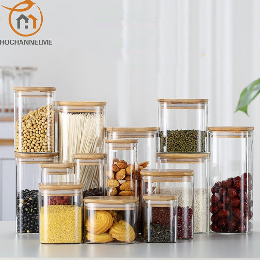 Square Sealed Glass Jars For Spice Kitchen Storage Coffee Bean Storage Can Mason Jar With Lid  Food Container