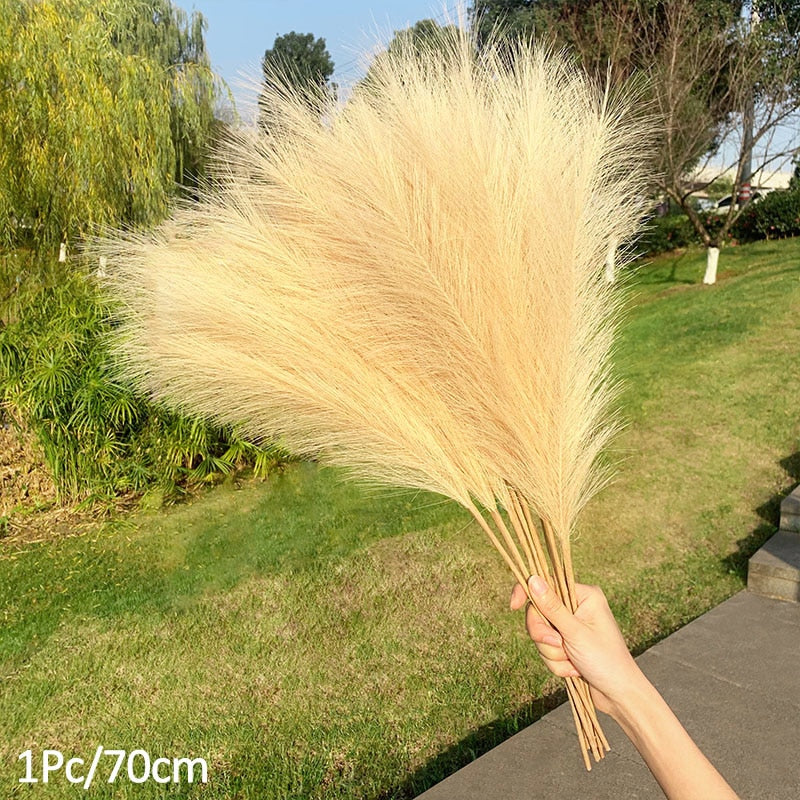 1Pcs Artificial Pampas Grass Home Room Decor Simulation Reed Flower Bouquet DIY Wedding Decoration Birthday Party Supplies
