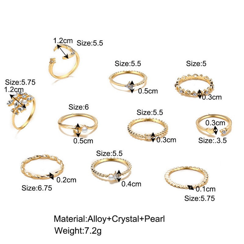 Bohemian Gold Chain Rings Set For Women Fashion Boho Coin Moon Heart Butterfly Rings Party 2022 Trend Jewelry Gift