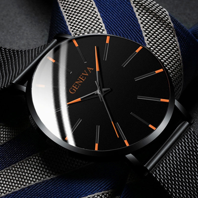 Exquisite Watches 2022 Male Elegant Ultra Thin Stainless Steel Business Quartz New Wristwatch Fashion Black Casual Watch For Men