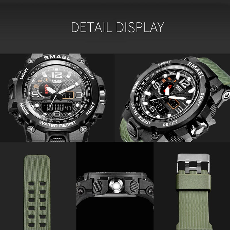 SMAEL1545D Sport Watch For Men Army LED Waterproof Watches Men&#39;s Top Luxury Brand Digital Quartz WristWatch Male wrist Stopwatch